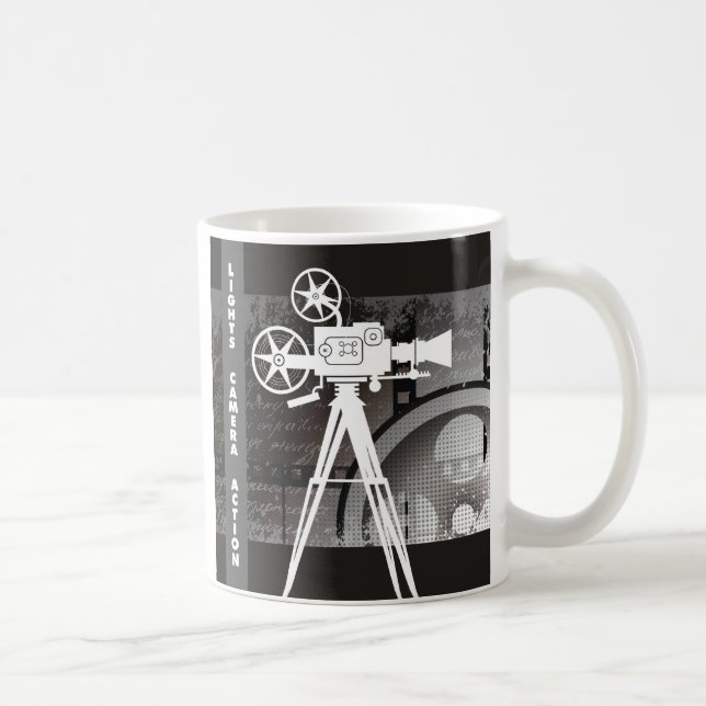 Movie Theme Coffee Mug, Lights, Camera, Action Coffee Mug (Right)