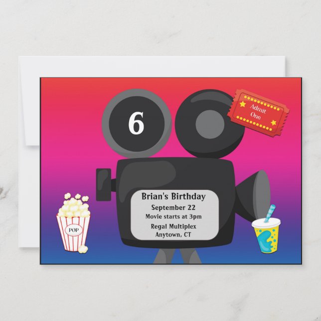 Movie Theme Customisable Birthday Party Invitation (Front)