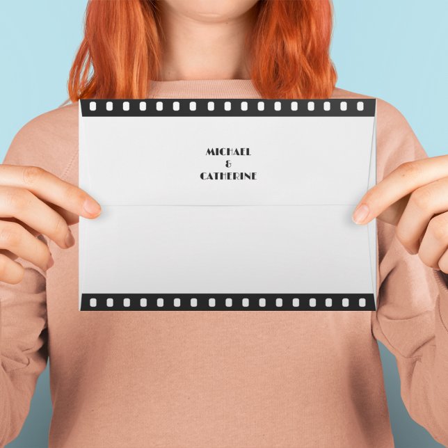 Movie Theme Film Strip Black And White Wedding Envelope (Creator Uploaded)