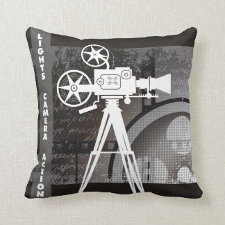 Movie Theme Pillow, Lights, Camera, Action 16x16 Cushion
