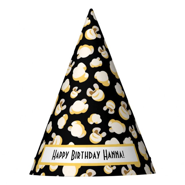 Movie Theme Popcorn Pattern Birthday  Party Hat (Front)