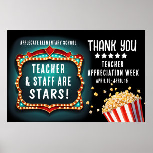 Movie Theme Teacher Appreciation Week Banner Poster
