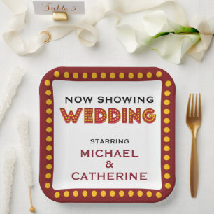 Movie Theme Wedding Marquee Sign Paper Plate