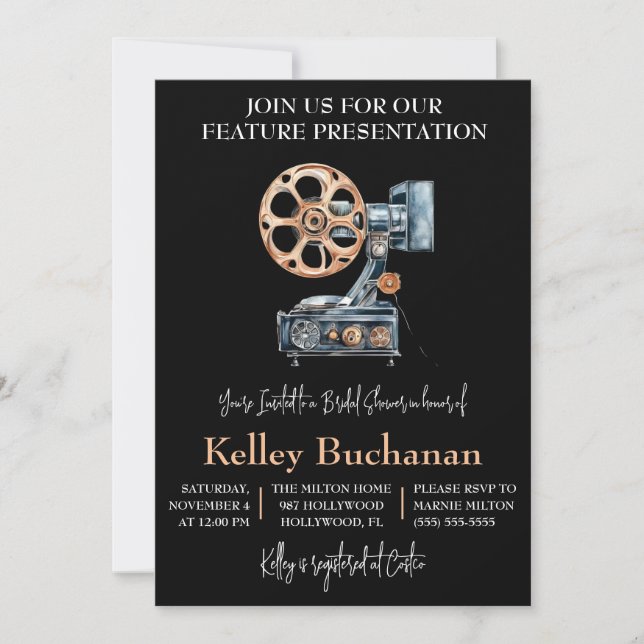 Movie Themed, Feature Presentation Bridal Shower Invitation (Front)