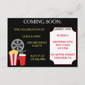Movie Themed party invitations