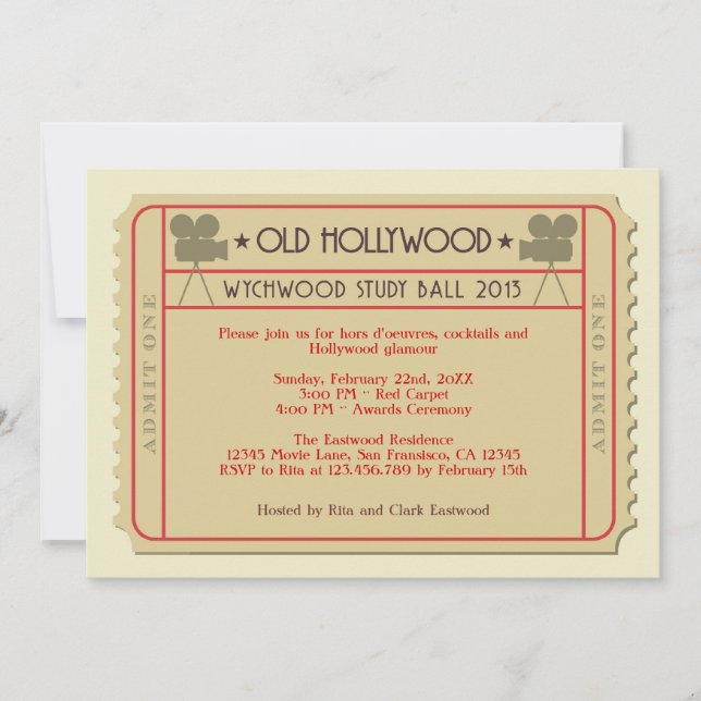 Movie Ticket Award Ceremony Party Invitation (Front)