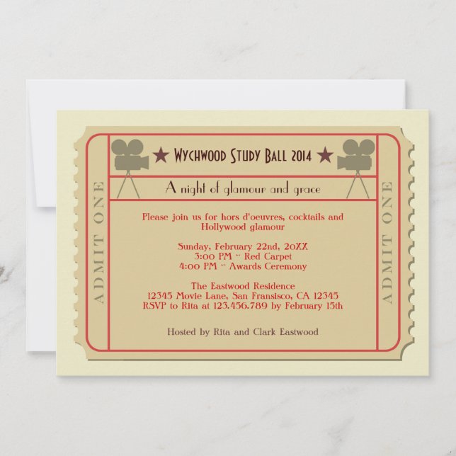 Movie Ticket Award Ceremony Party Invitation (Front)