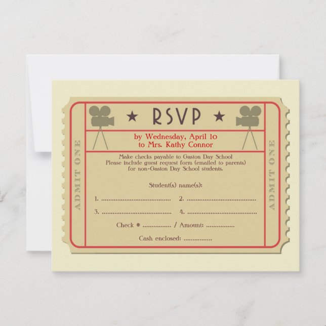 Movie Ticket Awards Ceremony Party Invitation (Front)