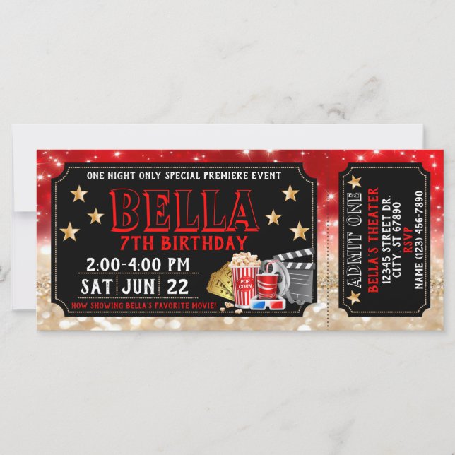 Movie Ticket Birthday Invitation (Front)