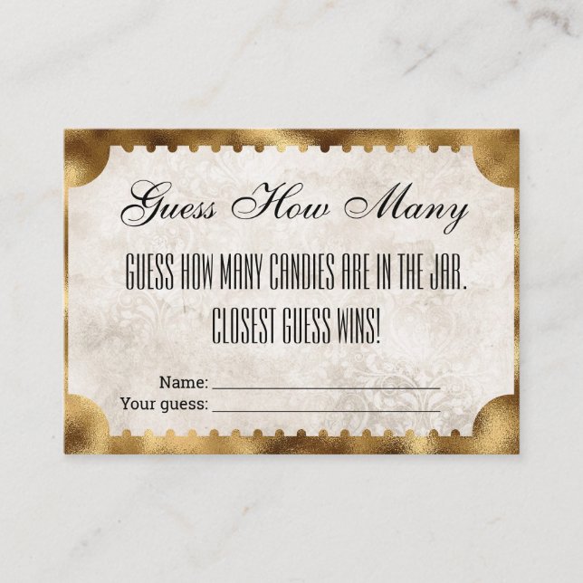 Movie Ticket Bridal Shower Guess How Many Kisses Enclosure Card (Front)