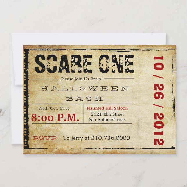 Movie Ticket Halloween Invitation (Front)