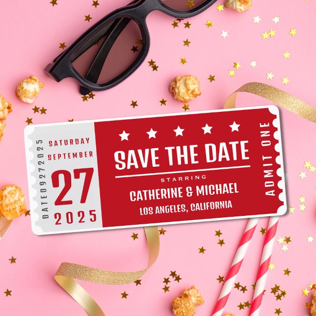 Movie Ticket Hollywood Wedding Unique Save The Date (Creator Uploaded)