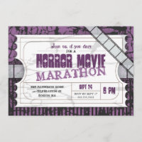 Movie Ticket Horror Movie Party Admission Invite