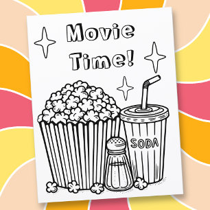 Movie Time Colouring Page Popcorn, Soda and Salt