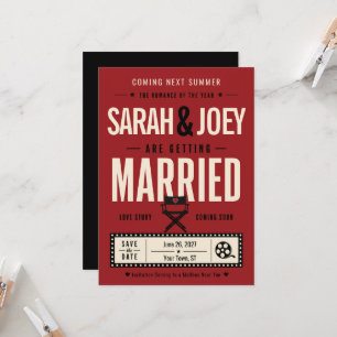 Movie Trailer Theatre Cinema Red Save the Date Invitation