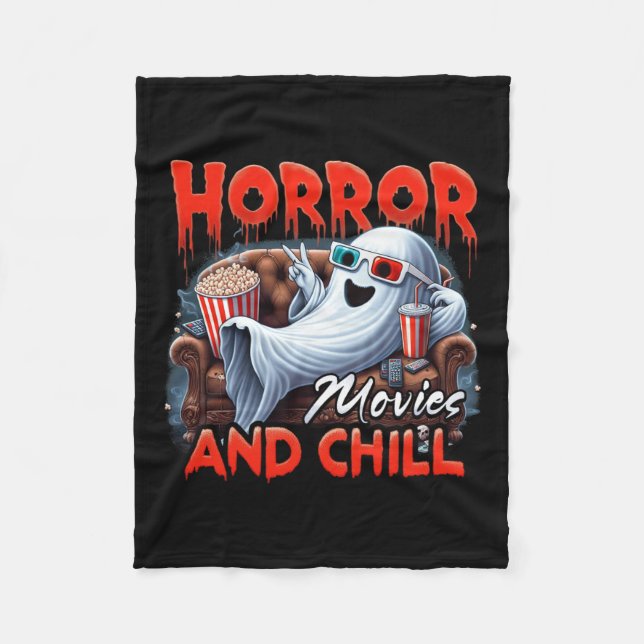 Movies And Chill Spooky Ghost Movie Lovers Gifts  Fleece Blanket (Front)
