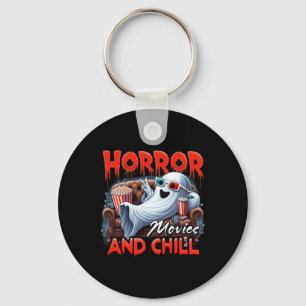 Movies And Chill Spooky Ghost Movie Lovers Gifts Key Ring