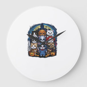 Movies Cute Halloween for Cat Kitty Lovers Long Sl Large Clock
