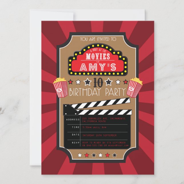 Movies Hollywood Party Invitations (Front)