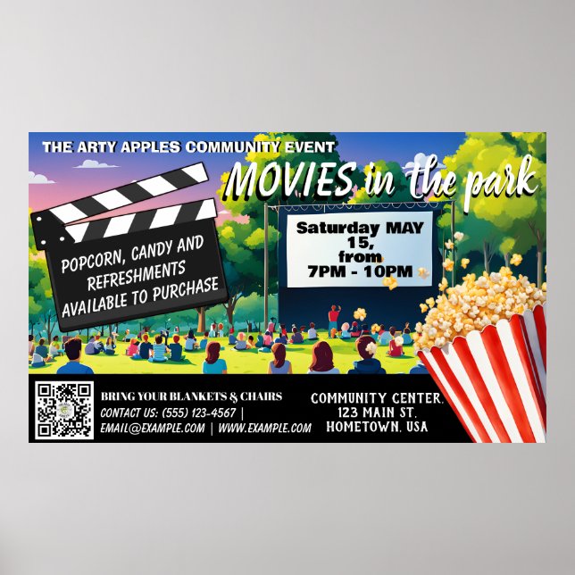 Movies in the Park Banner qr code Poster (Front)