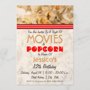 Movies & Popcorn Birthday Party Invitation