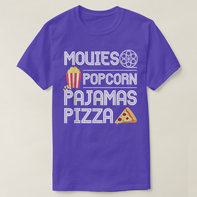 Movies Popcorn Pajamas Pizza 10282316 T-Shirt (Design Front)
