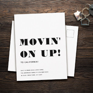 MOVIN ON UP Fun Simple Modern Minimalist Moving Announcement Postcard