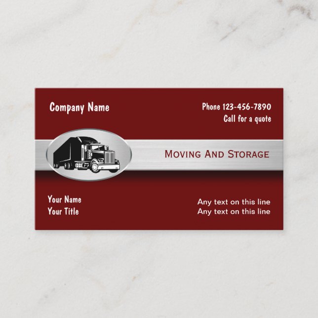 Moving And Storage Business Cards (Front)