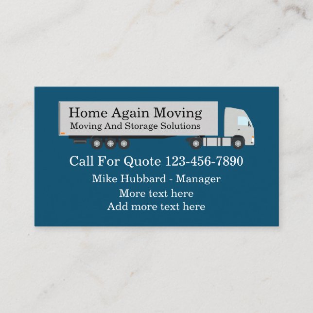 Moving And Storage Services Business Card (Front)