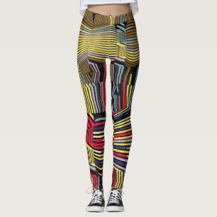 Moving and Worn Neon Graffiti Lines Leggings