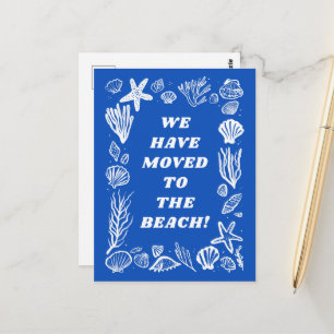 MOVING ANNOUNCEMENT ADDRESS Blue Seashells Beach Postcard