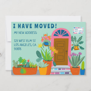 Moving Announcement Address Colourful Front Door 