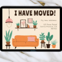 Moving Announcement Address Cute Living Room Card