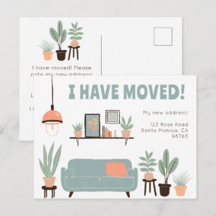 Moving Announcement Address Cute Living Room Sofa  Postcard