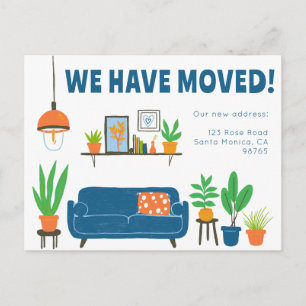 Moving Announcement Address Cute Living Room Sofa Postcard