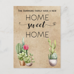 Moving Announcement Address Home Sweet Home Cactus