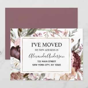 Moving Announcement Boho Mauve Floral
