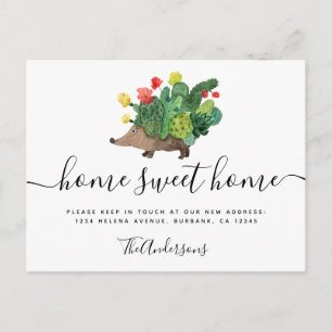 Moving Announcement Cactus Hedgehog Postcard