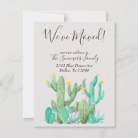 Moving Announcement Cactus Succulent Watercolor