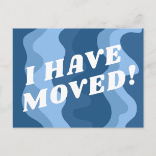 MOVING ANNOUNCEMENT Colourful Stripes Bold Blue Postcard