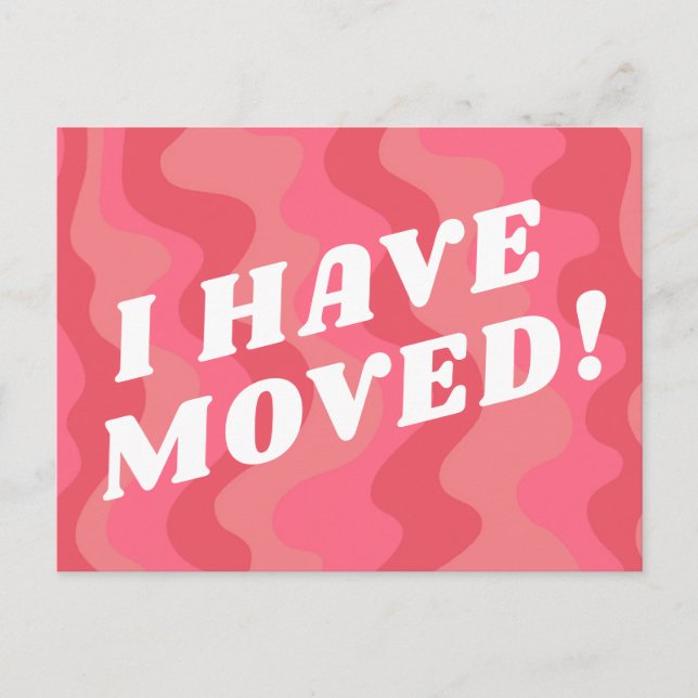 MOVING ANNOUNCEMENT Colourful Stripes Bold Pink Postcard (Front)
