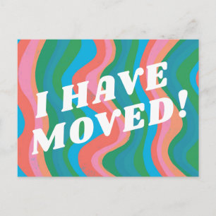 MOVING ANNOUNCEMENT Colourful Stripes Pink Blue Postcard
