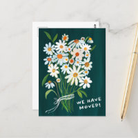 MOVING ANNOUNCEMENT Cute Daisy Bouquet Handpainted
