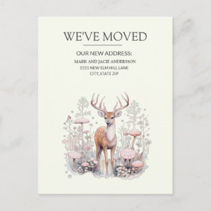 Moving Announcement Deer Antlers Forest Postcard