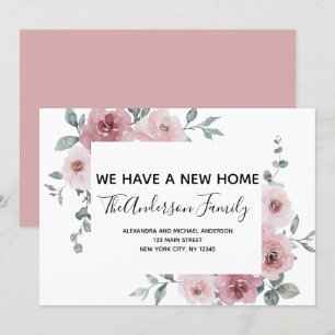 Moving Announcement Dusty Pink Floral