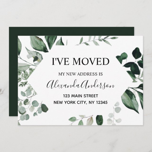 Moving Announcement Eucalyptus Greenery (Front/Back)