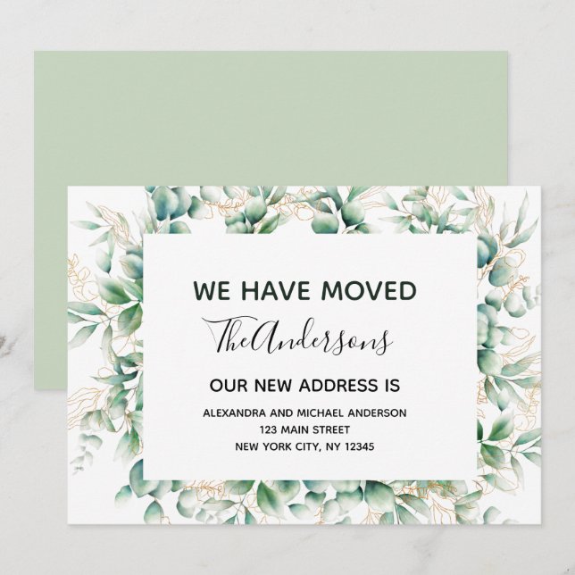 Moving Announcement Eucalyptus Greenery (Front/Back)