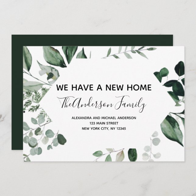 Moving Announcement Eucalyptus Greenery (Front/Back)