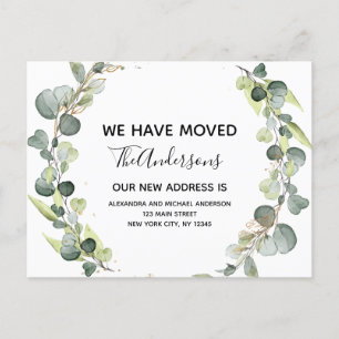 Moving Announcement Eucalyptus Greenery Watercolor