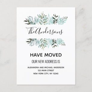 Moving Announcement Eucalyptus Greenery Watercolor